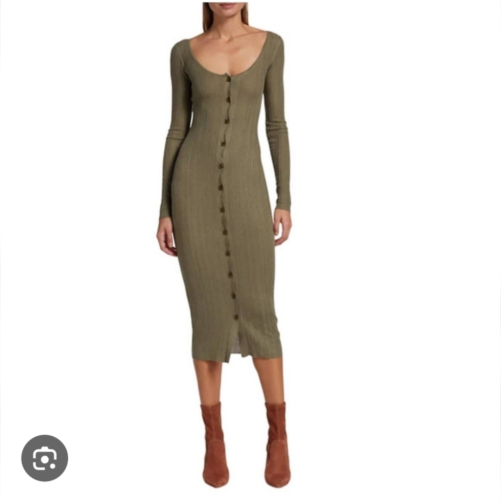 NWT Naadam Ribbed Cardigan Dress with piping
